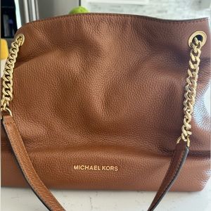 Camel Michael Kors three compartment hobo bag